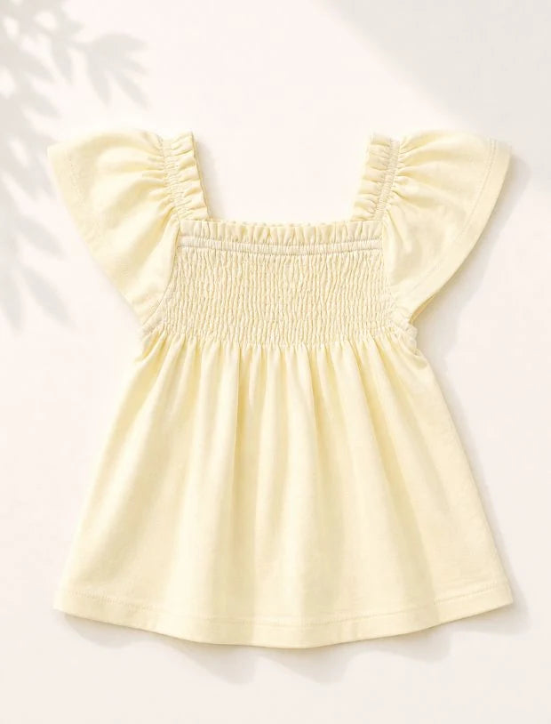 Smocked Top yellow top for kids-Tweeny Mini
