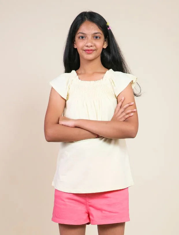 Summer Smocked Top - Lemon Yellow