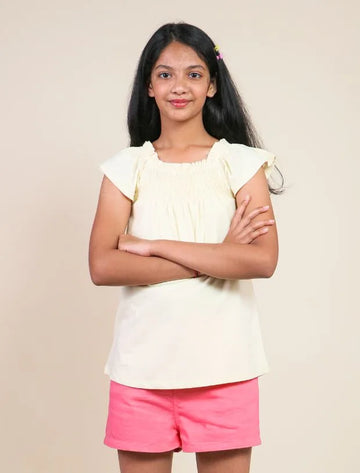 Smocked Top yellow top for kids-Tweeny Mini
