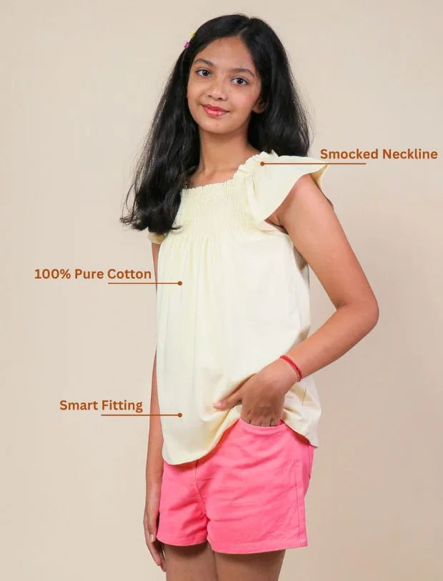 Smocked Top yellow top for kids-Tweeny Mini

