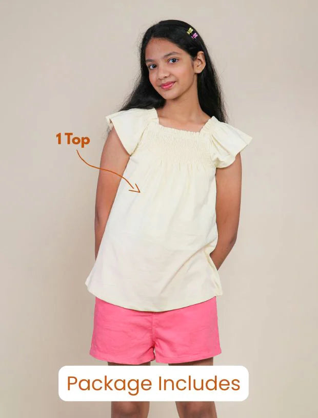 Smocked Top yellow top for kids-Tweeny Mini