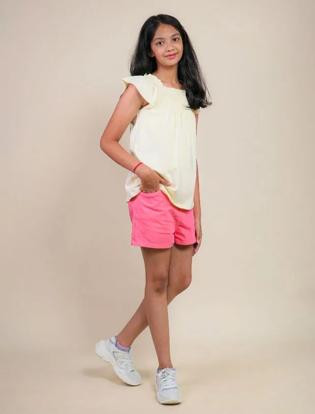Smocked Top yellow top for kids-Tweeny Mini