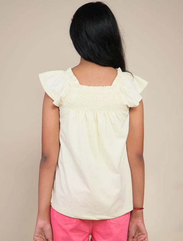 Smocked Top yellow top for kids-Tweeny Mini