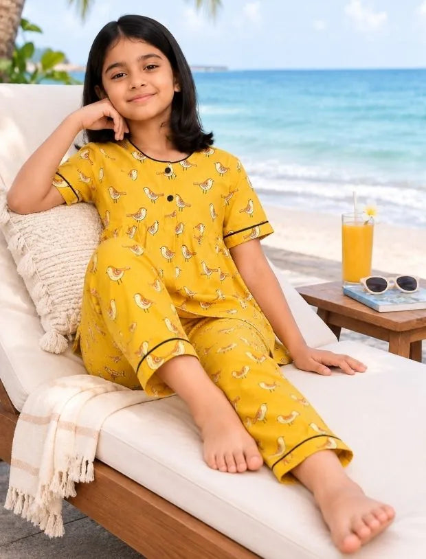 Sparrow Printed Cotton Kids Night Suit-
Tweeny Mini