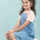 Strappy Denim Kids Girls Pinafore Dress with T-Shirt (Light Blue) - Tweeny Mini
