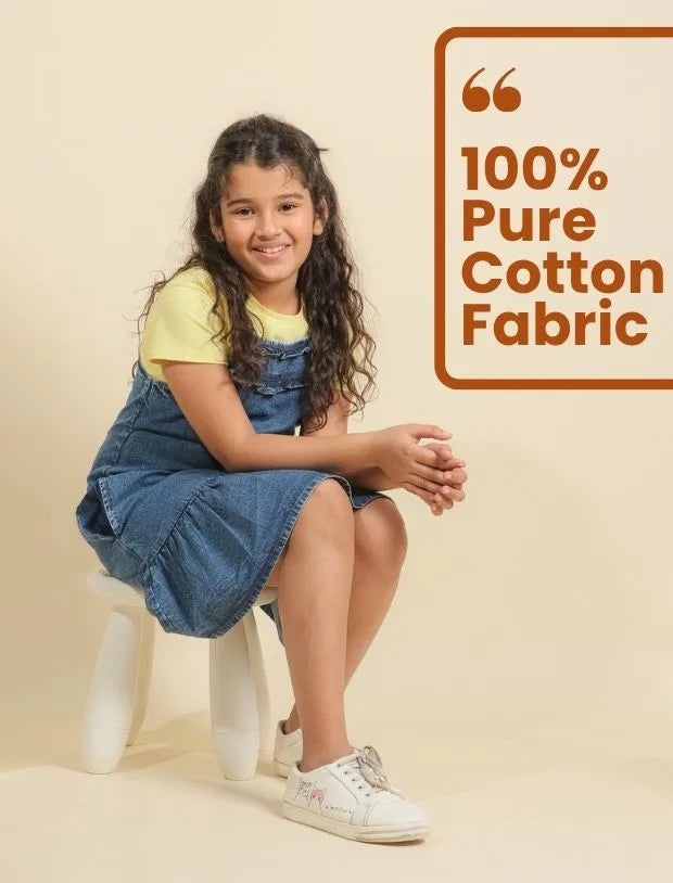 Strappy Girls Denim Pinafore Dress with T-Shirt Set-Tweeny Mini