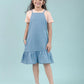 Strappy Denim Kids Girls Pinafore Dress with T-Shirt (Light Blue) - Tweeny Mini