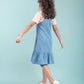 Strappy Denim Kids Girls Pinafore Dress with T-Shirt (Light Blue) - Tweeny Mini