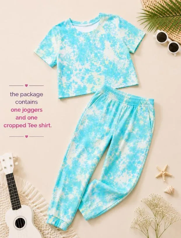 Stylish Summer Tie-Dye Joggers Co-ord Set Kids Girls-Tweeny Mini