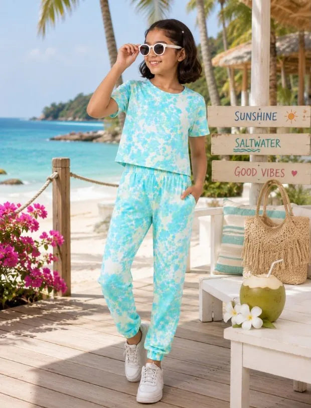 Stylish Summer Tie-Dye Joggers Co-ord Set Kids Girls-Tweeny Mini