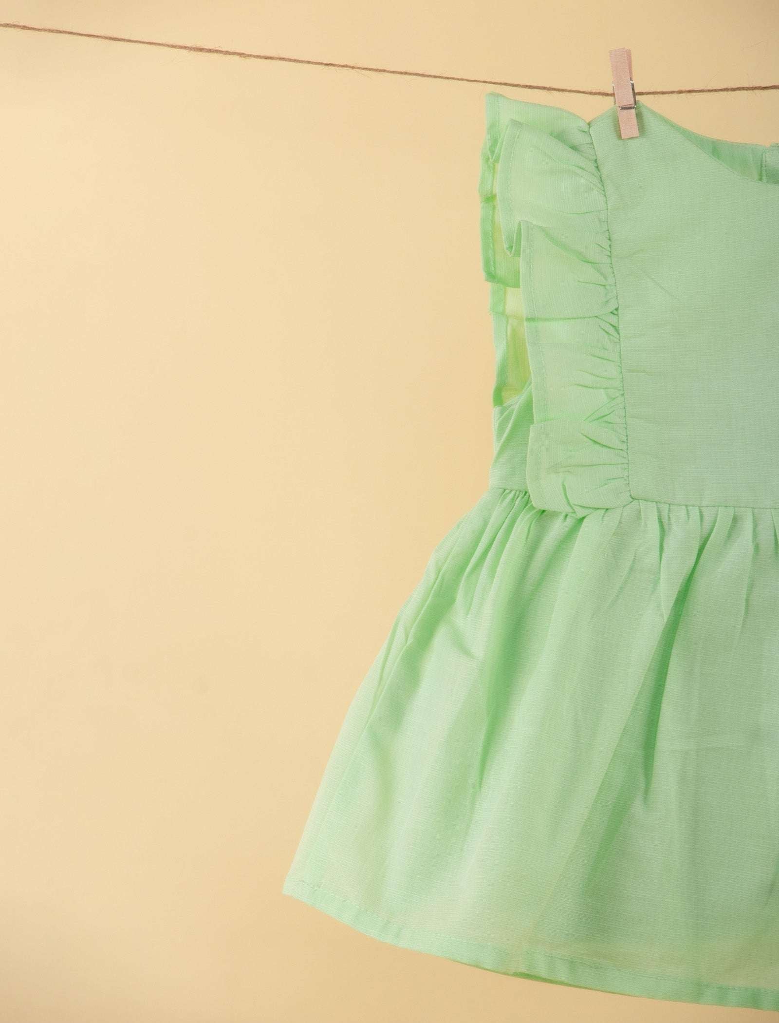 Pure Cotton Summer Frock for Baby Girl with Matching Headband (Seafoam Green) - Tweeny Mini