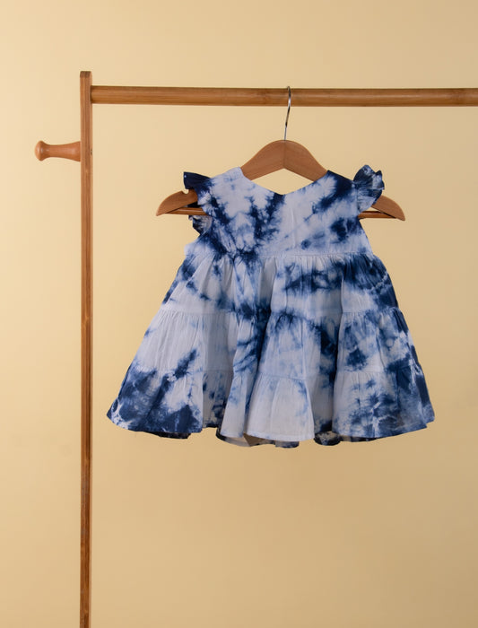 Tie-Dye Cotton Summer Dress for Infants Baby Girls (Blue) - Tweeny Mini