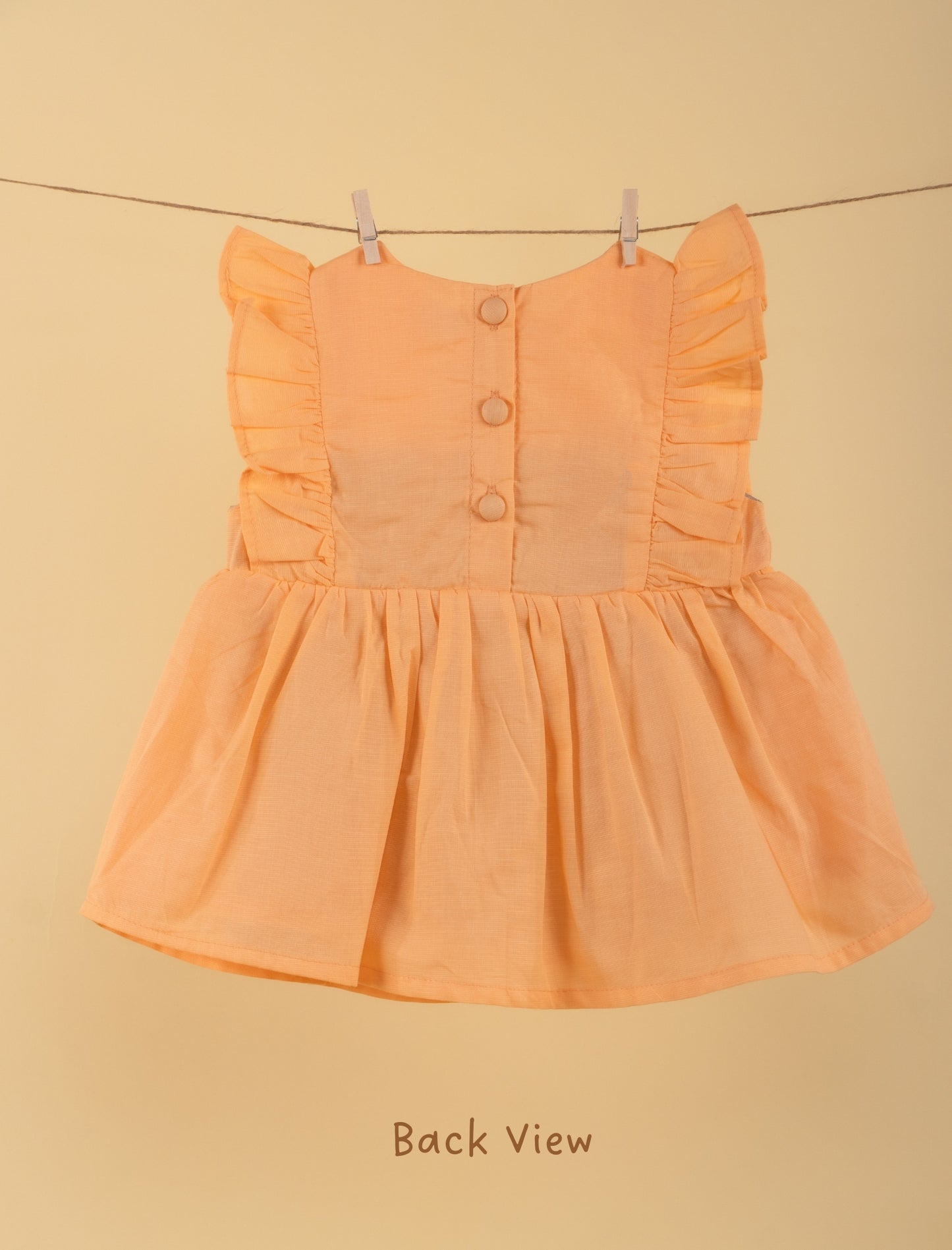 Pure Cotton Summer Dress for Baby Girl with Matching Headband (Sunbeam Orange) - Tweeny Mini
