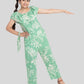 Off-Shoulder Floral Printed Summer Jumpsuit for Girls Kids (Light Green) - Tweeny Mini