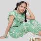 Off-Shoulder Floral Printed Summer Jumpsuit for Girls Kids (Light Green) - Tweeny Mini