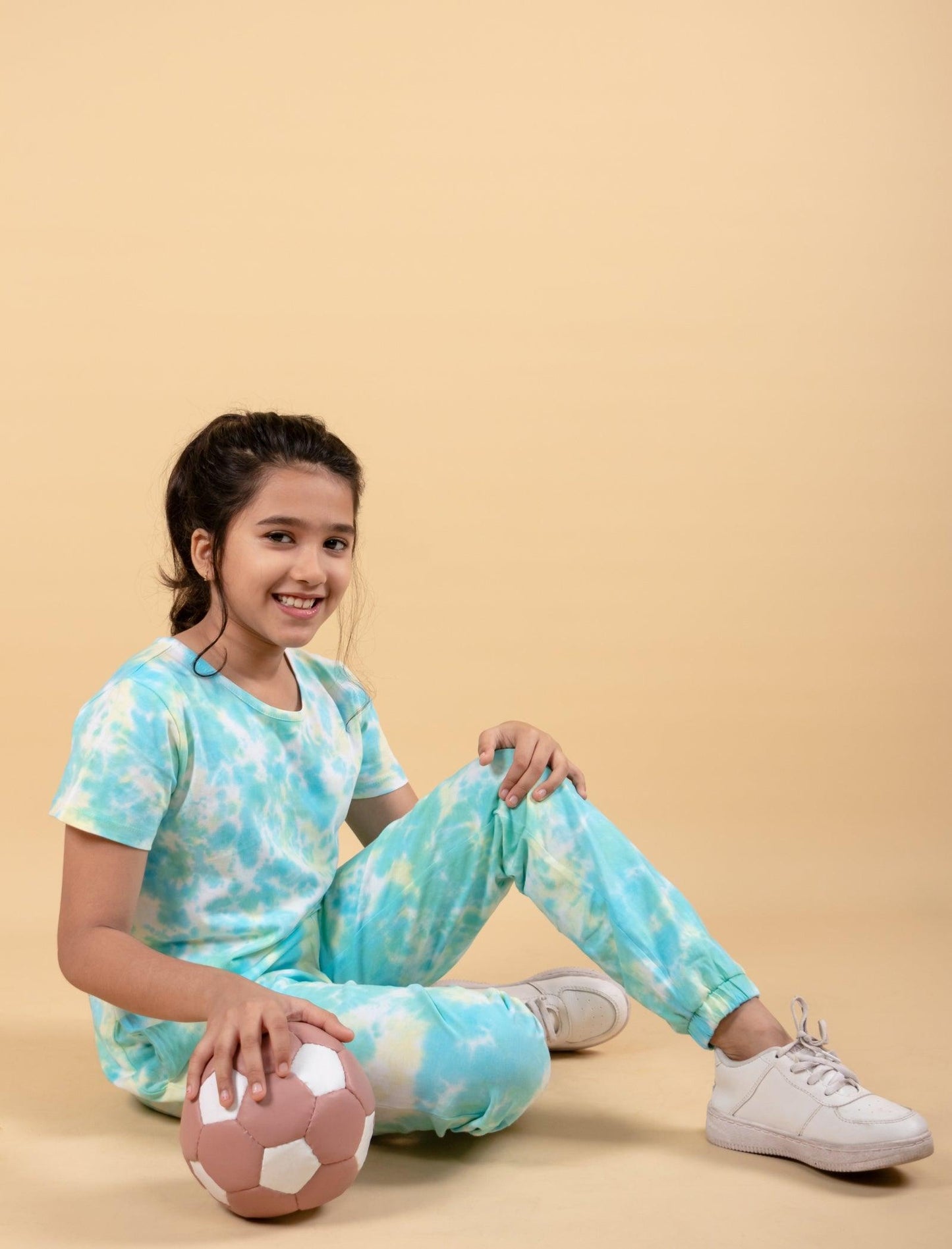 Stylish Summer Tie-Dye Joggers Co-ord Set Kids Girls (Green) - Tweeny Mini