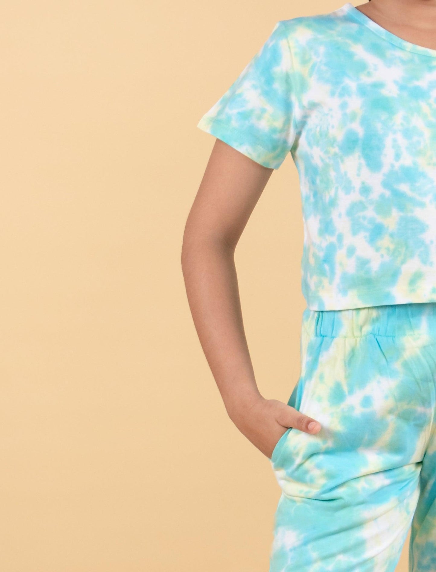 Stylish Summer Tie-Dye Joggers Co-ord Set Kids Girls (Green) - Tweeny Mini