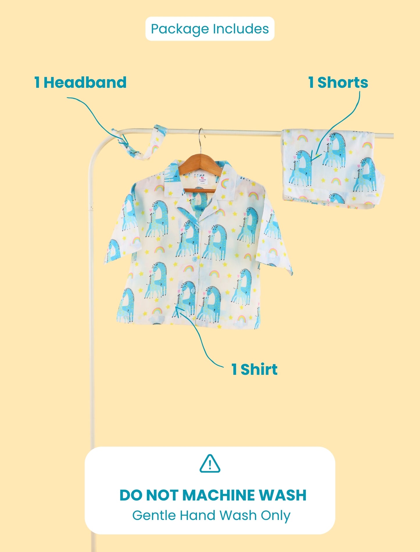 Giffy Love Pure Cotton Summer Nightdress for Girls Kids (Half Sleeves, Blue) - Tweeny Mini