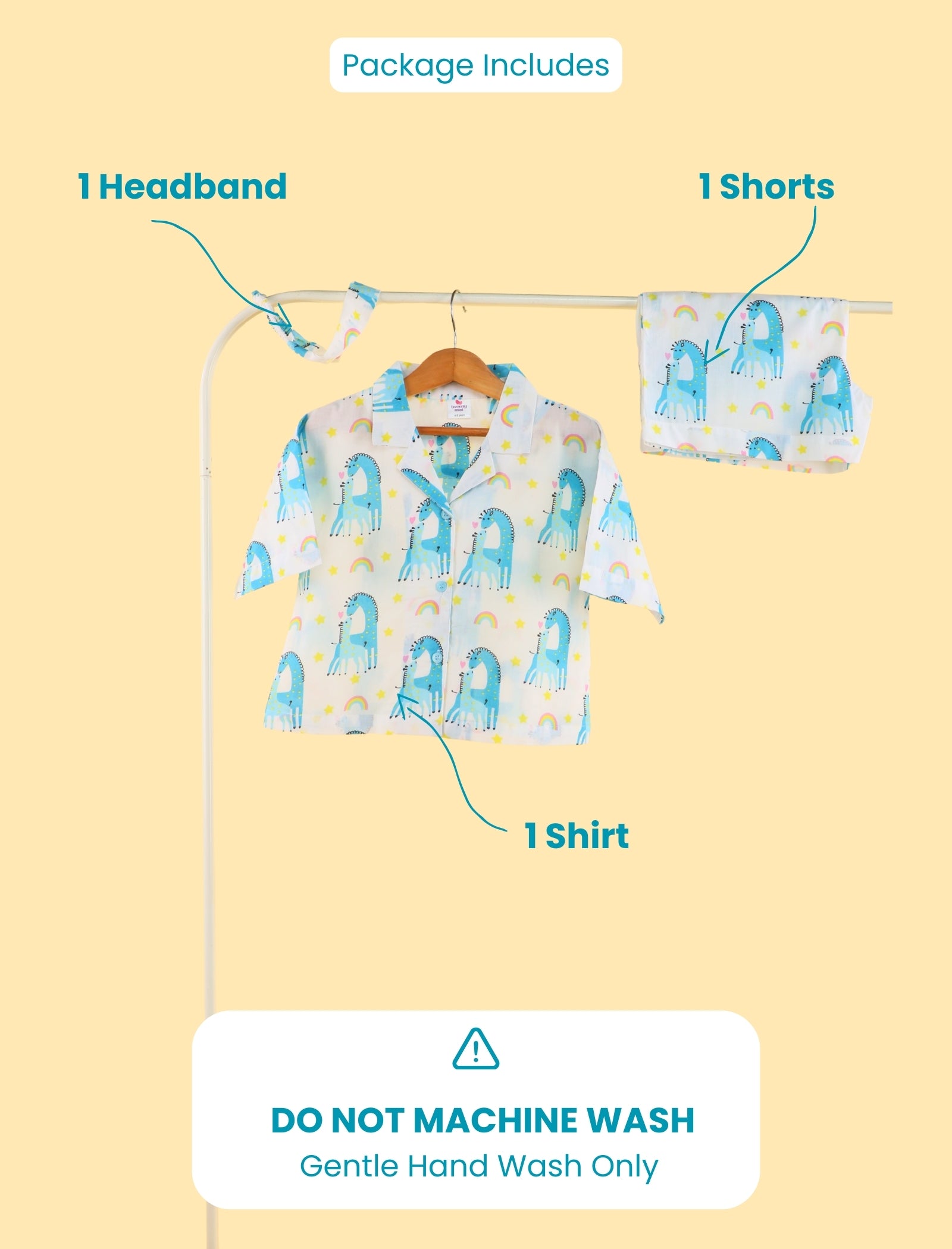 Giffy Love Pure Cotton Summer Nightdress for Girls Kids (Half Sleeves, Blue) - Tweeny Mini