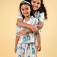 Giffy Love Pure Cotton Summer Nightdress for Girls Kids (Half Sleeves, Blue) - Tweeny Mini