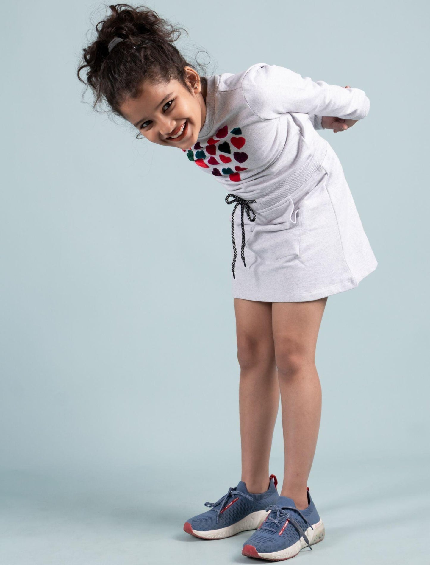 Pure Cotton Fleece Winter Sweatshirt Dress for Girls Kids (Grey) - Tweeny Mini