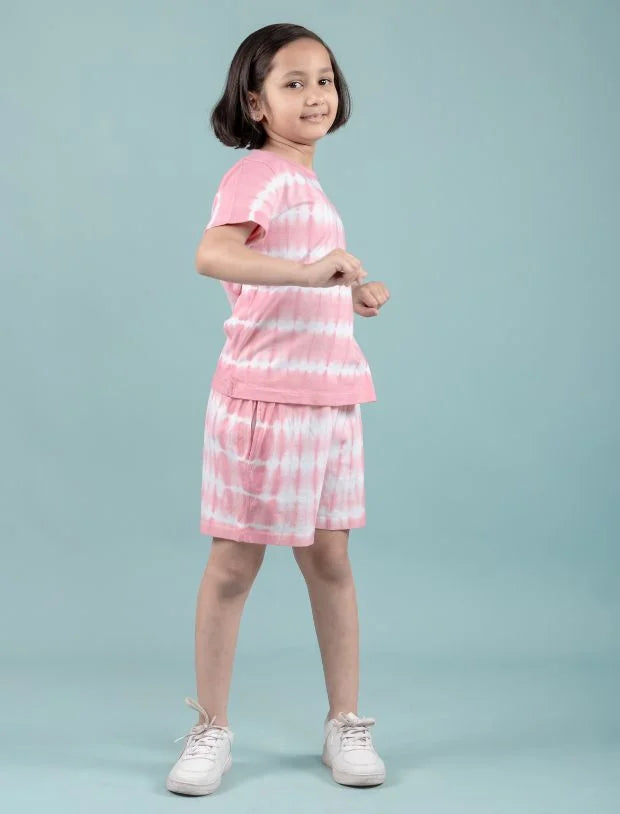 Tie-Dye Co-ord Set for Girls Kids (Pink)-Tweeny Mini