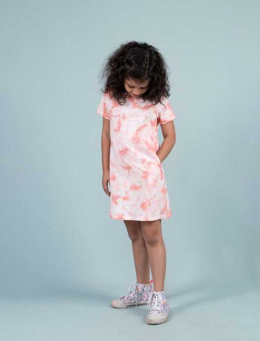 Pure Cotton Tie-Dye Summer Dress for Girls Kids (Rose Pink) - Tweeny Mini