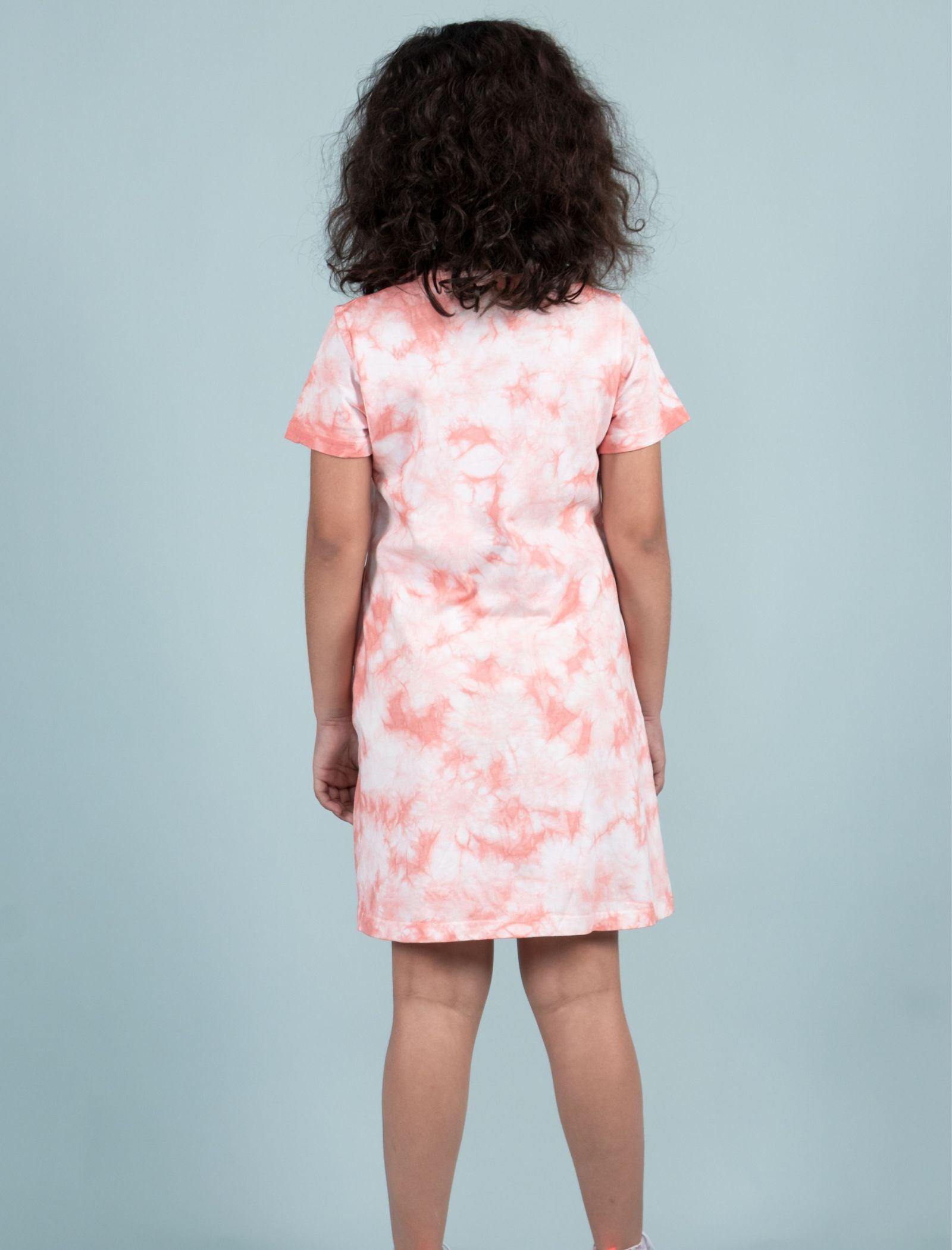 Pure Cotton Tie-Dye Summer Dress for Girls Kids (Rose Pink) - Tweeny Mini