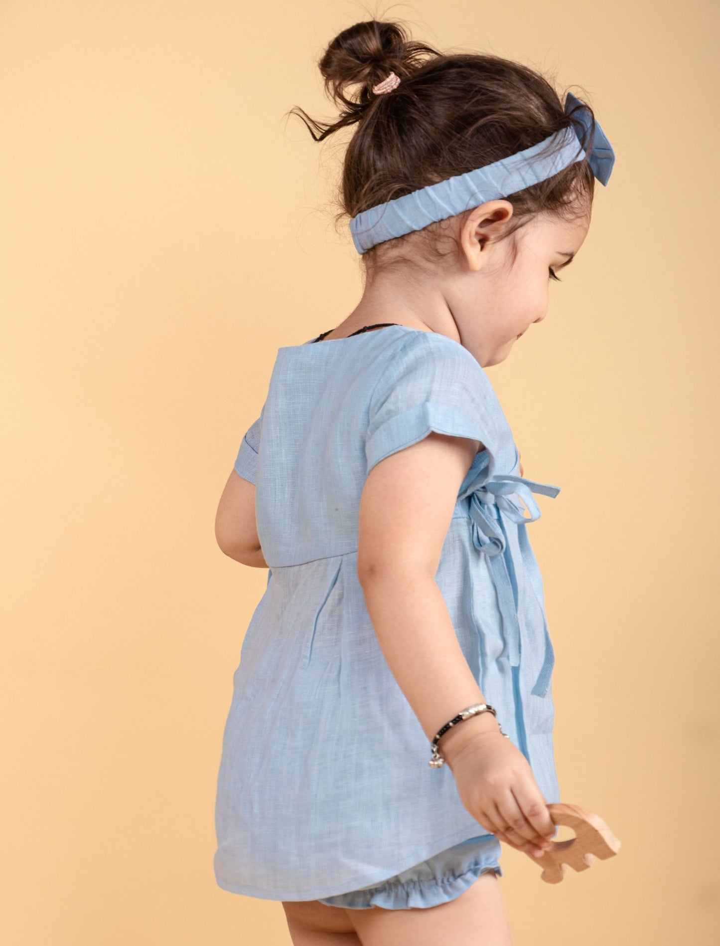 Pure Cotton Infant Wrap Style Baby Dress For Girls Kids with Headband (Sky Blue) - Tweeny Mini