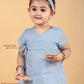 Pure Cotton Infant Wrap Style Baby Dress For Girls Kids with Headband (Sky Blue) - Tweeny Mini