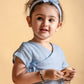 Pure Cotton Infant Wrap Style Baby Dress For Girls Kids with Headband (Sky Blue) - Tweeny Mini