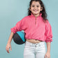 Premium Terry Cotton Zippered Sweatshirt for Kids Girls (Raspberry Pink) - Tweeny Mini