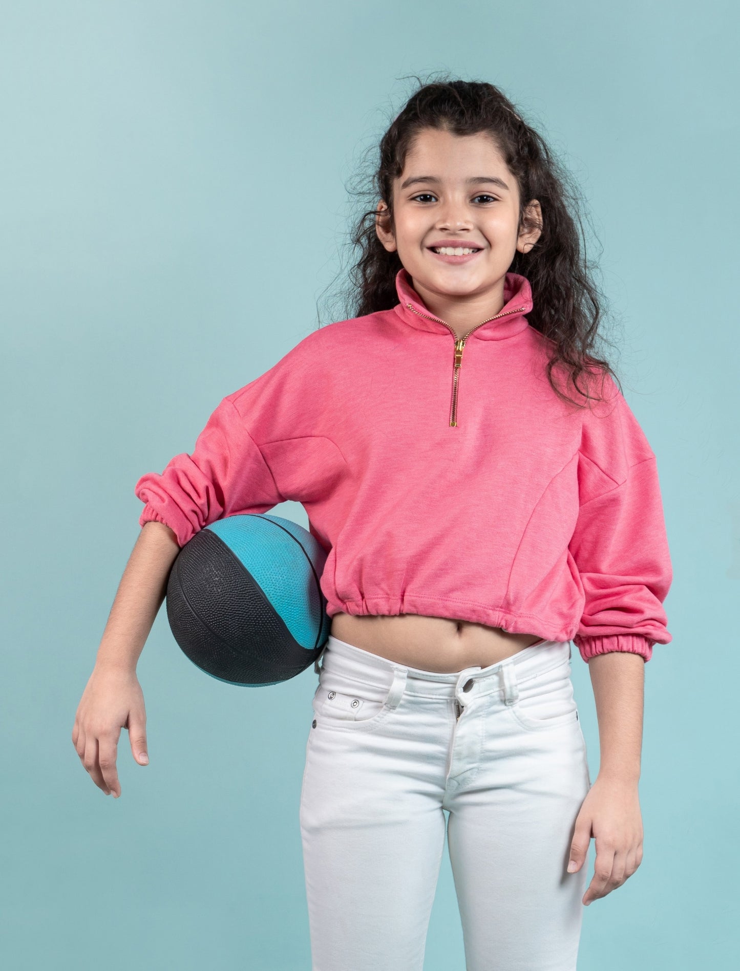 Premium Terry Cotton Zippered Sweatshirt for Kids Girls (Raspberry Pink) - Tweeny Mini