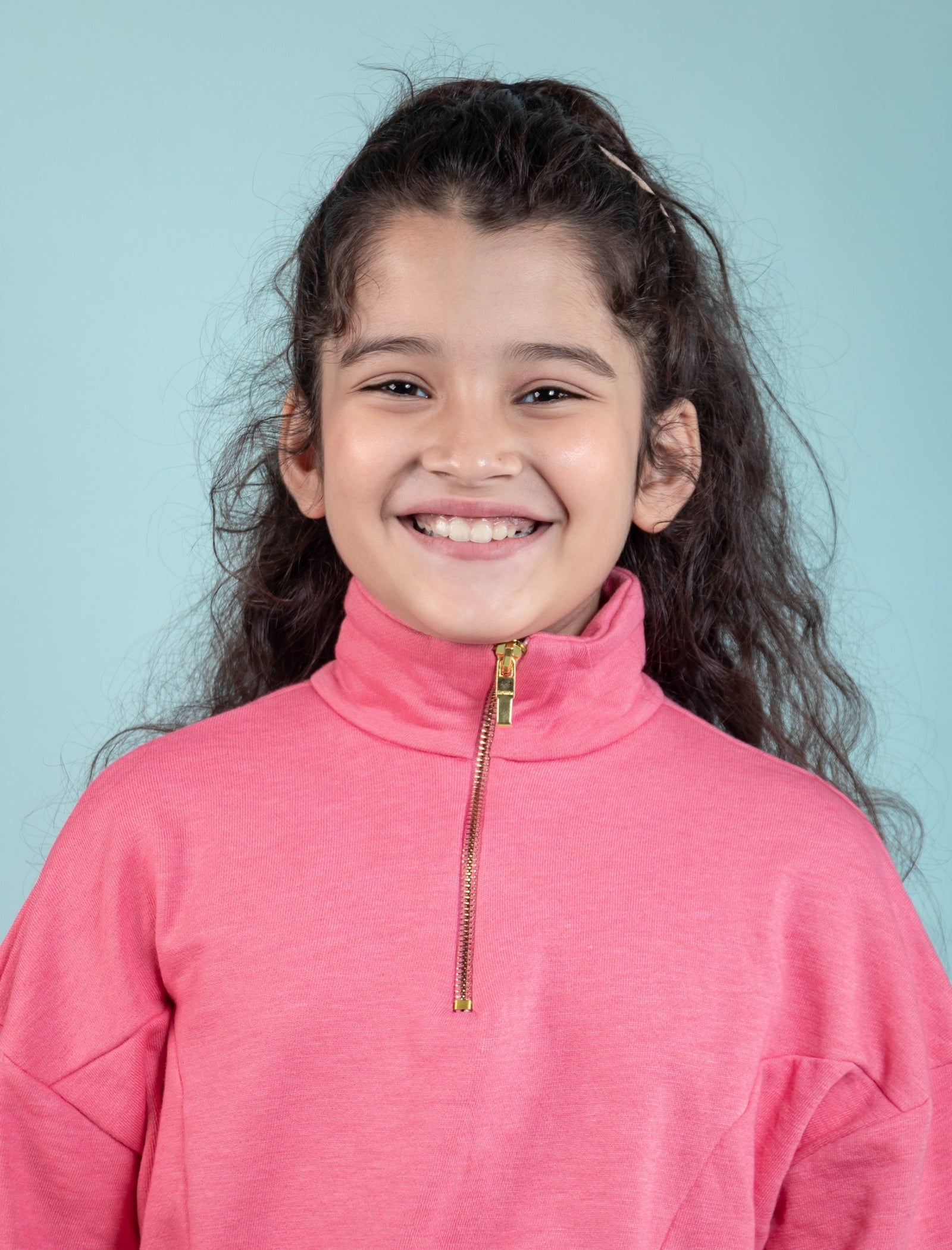 Premium Terry Cotton Zippered Sweatshirt for Kids Girls (Raspberry Pink) - Tweeny Mini