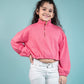 Premium Terry Cotton Zippered Sweatshirt for Kids Girls (Raspberry Pink) - Tweeny Mini