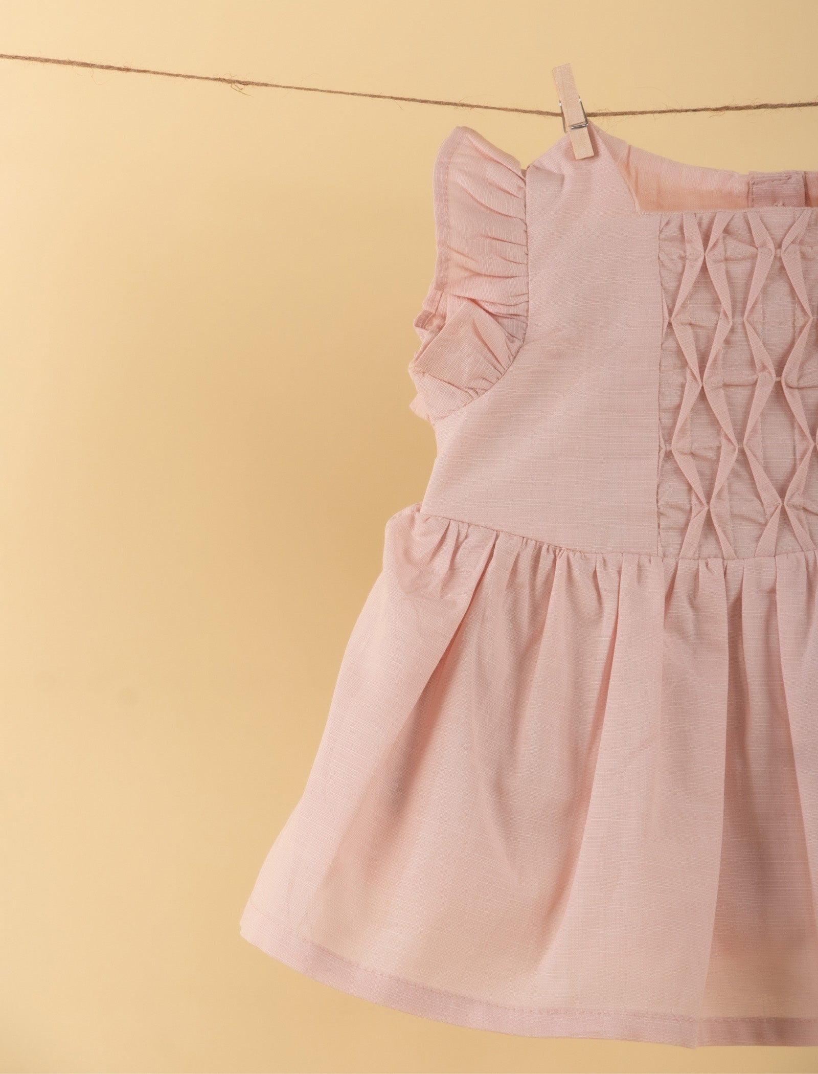 Pure Cotton Baby Dress with Headband and Bloomer for Infant Girls (Beige) - Tweeny Mini