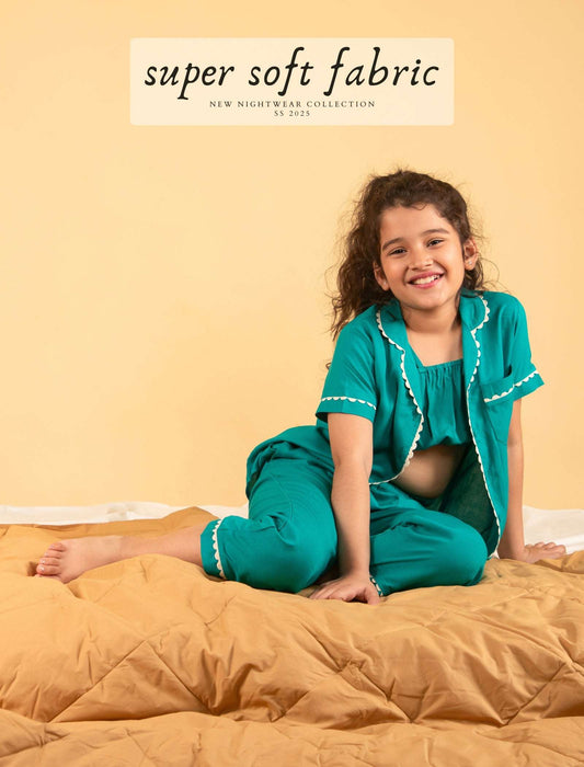 Opal Dreams Best Nightdress For Girls Kids (Teal Green) - Tweeny Mini