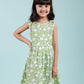 Hand Block Floral Printed Cotton Frock for Kids Girls (Green) - Tweeny Mini