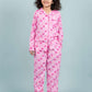 Pure Rayon Butterfly Nightsuit for Girls Kids (Full Sleeves, Pink) - Tweeny Mini