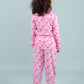 Pure Rayon Butterfly Nightsuit for Girls Kids (Full Sleeves, Pink) - Tweeny Mini