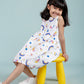 Rainbow & Unicorn Printed Frock for Girls kids (White) - Tweeny Mini