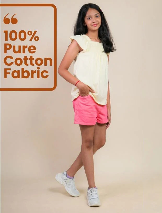 Kids Girls Denim Shorts (Strawberry Red)