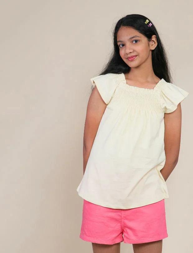 Kids Girls Denim Shorts (Strawberry Red)