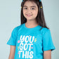 Pure Cotton Graphic Tees for Girls Kids (Aqua Blue) - Tweeny Mini