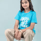 Pure Cotton Graphic Tees for Girls Kids (Aqua Blue) - Tweeny Mini