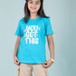 Pure Cotton Graphic Tees for Girls Kids (Aqua Blue) - Tweeny Mini
