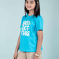 Pure Cotton Graphic Tees for Girls Kids (Aqua Blue) - Tweeny Mini