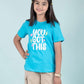Pure Cotton Graphic Tees for Girls Kids (Aqua Blue) - Tweeny Mini
