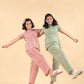Hand Block Printed Pure Cotton Nightsuits for Girls (Green) - Tweeny Mini