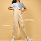 Cargo Twill Cotton Dungaree For Kids Girls (Beige) - Tweeny Mini